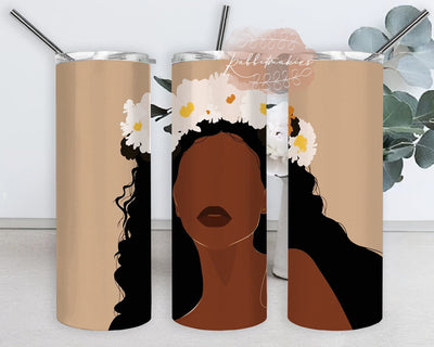 Boho Afro Girl Tumbler Design, Back Girl Floral 20oz Skinny Tumbler, Black Women Tumbler Design, Boho Sublimation Design, Digital Download Sublimation Rabbitmakies 