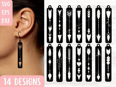 Boho Arrow Earrings SVG Bundle for Cricut, Silhouette or Glowforge, Laser Earring SVG Digital Download SVG Apple Grove Designs 