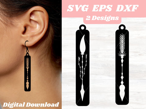 Boho Arrow Earrings SVG Templates for Cricut, Silhouette or Glowforge, Laser Earring SVG Digital Download Commercial Use SVG Apple Grove Designs 