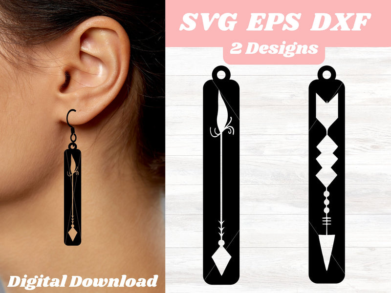 Boho Arrow Earrings SVG Templates for Cricut, Silhouette or Glowforge, Laser Earring SVG Digital Download Commercial Use SVG Apple Grove Designs 