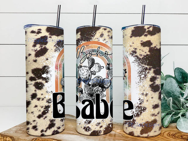 Boho Babe Tumbler Design, Boho Tumbler PNG, Cow print & Aztec Tumbler Design, Tumbler PNG, Boho Babe Tumbler PNG Sublimation iStyleDesign 