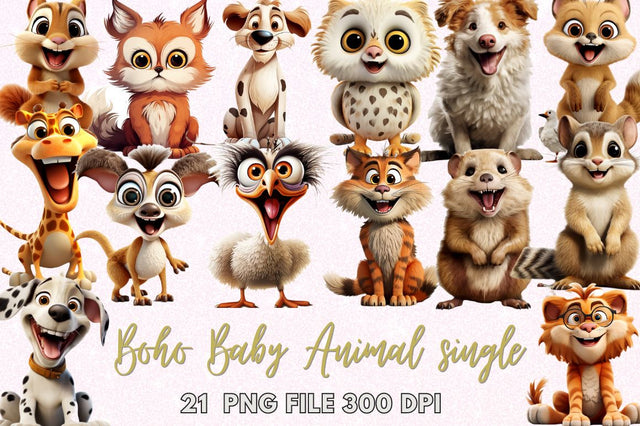 Boho Baby Animal single Clipart Sublimation Regulrcrative 