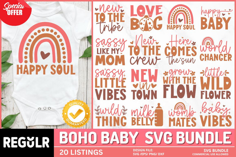 Boho Baby Svg Bundle SVG Regulrcrative 