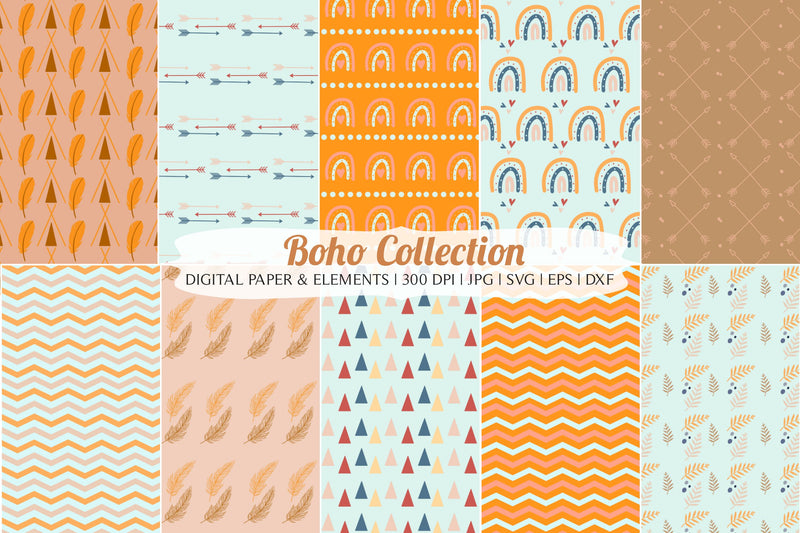 Boho Bundle - Digital Paper JPG SVG DXF Digital Pattern TheCrafterDepot 