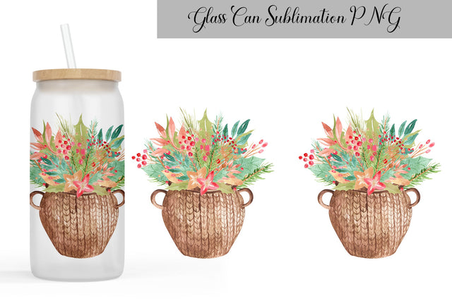 Boho Christmas Can Glass Wrap Sublimation WatercolorColorDream 