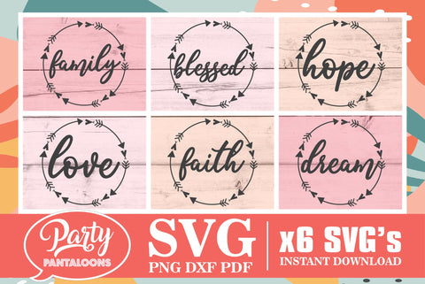 Boho Circle Words SVG | Svg Dxf Png Pdf SVG Partypantaloons 