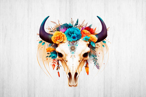 Boho Cow scull Sublimation Design. Flower Cow Scull PNG. Sublimation Samaha Design 