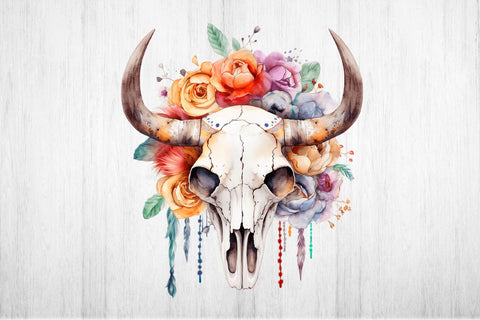 Boho Cow scull Sublimation Design. Flower Cow Scull PNG. Sublimation Samaha Design 