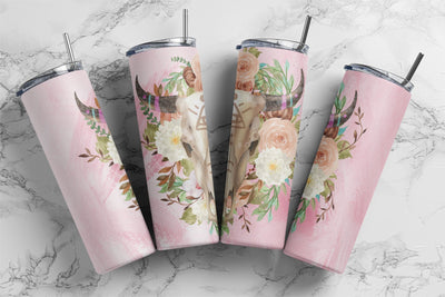 Boho Cow Skull Tumbler Png, Cow Skull Floral 20oz Skinny Tumbler, Boho Floral Tumbler Wrap, Western Cow Skull Sublimation Design for Straight, Digital Download Sublimation Rabbitmakies 