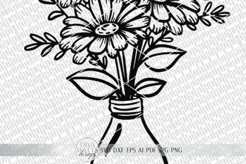 Boho Daisies SVG | Modern Farmhouse Hand Drawn Art | DXF and more SVG Diva Watts Designs 