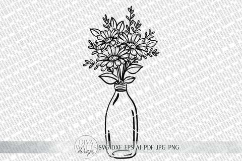 Boho Daisies SVG | Modern Farmhouse Hand Drawn Art | DXF and more SVG Diva Watts Designs 
