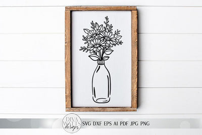 Boho Daisies SVG | Modern Farmhouse Hand Drawn Art | DXF and more SVG Diva Watts Designs 