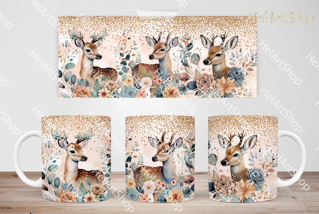 Boho Deer Mug Png, 11Oz Mug Sublimation Sublimation _HelArtShop_ 