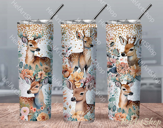 Boho Deer Tumbler PNG, SKINNY TUMBLER Png Sublimation _HelArtShop_ 