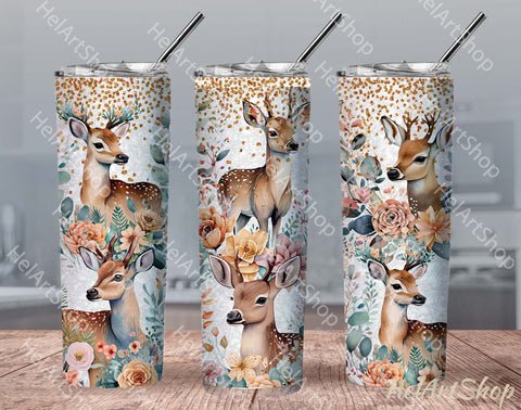 Boho Deer Tumbler PNG, SKINNY TUMBLER Png Sublimation _HelArtShop_ 