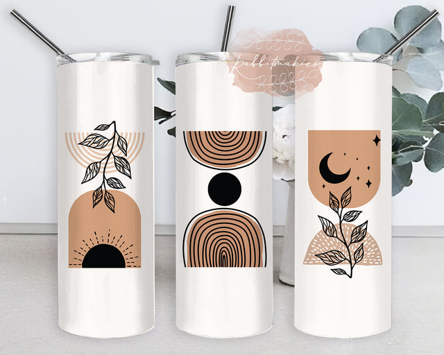 Boho Design Tumbler Png, Boho Sun Moon 20oz Tumbler Wrap, Boho Rainbow Skinny Tumbler, Boho Leaves Png, Boho Tumbler Template, Instant Download Sublimation Rabbitmakies 
