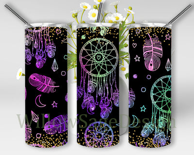 Boho Dream Catcher 20oz Skinny Tumbler, Dream Catcher Glitter Design Tumbler Png, Watercolor Dream Catcher Sublimation Design, Digital Download Sublimation WillowSageDesign 
