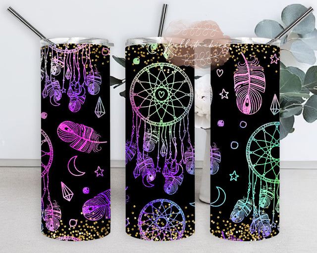 Boho Dreamcatcher Tumbler Design, Dreamcatcher 20oz Skinny Tumbler, Feathers Tumbler Png, Dreamcatcher Neon Glitter Tumbler Wrap, Dreamcatcher Tumbler Template, Digital Download Sublimation Rabbitmakies 