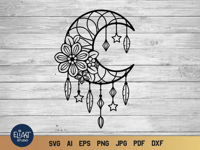 Boho Dreamer SVG, Moon SVG Dream catcher, Dreamcatcher SVG. SVG Elinorka 