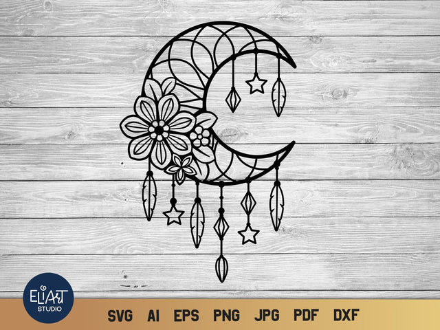 Boho Dreamer SVG, Moon SVG Dream catcher, Dreamcatcher SVG. SVG Elinorka 