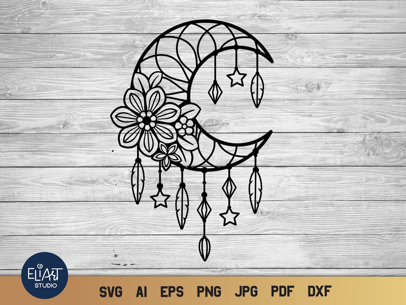 Boho Dreamer SVG, Moon SVG Dream catcher, Dreamcatcher SVG. SVG Elinorka 