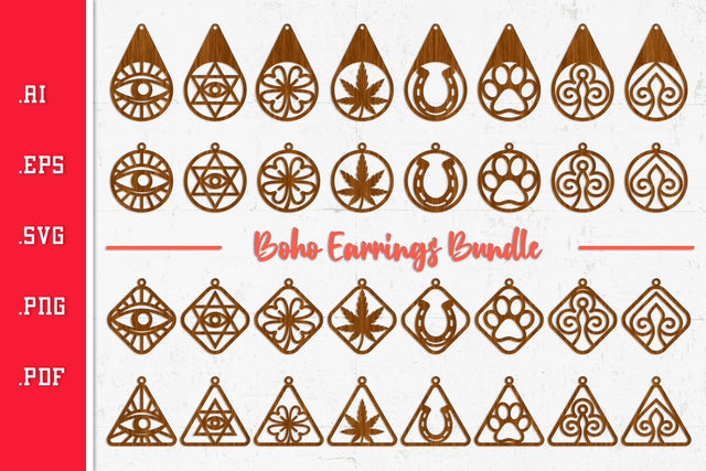 Boho Earrings Bundle - Cut Files SVG SVG Slim Studio 