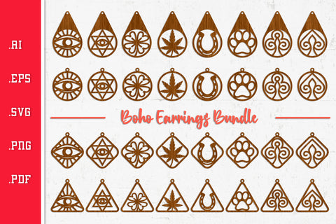 Boho Earrings Bundle - Cut Files SVG SVG Slim Studio 