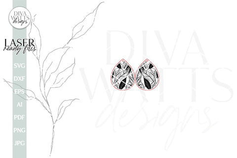 Boho Earrings SVG With Leaves For Glowforge Laser Earrings With Leaves Pattern SVG For Earrings For Glowforge Leaf Earrings svg SVG Diva Watts Designs 