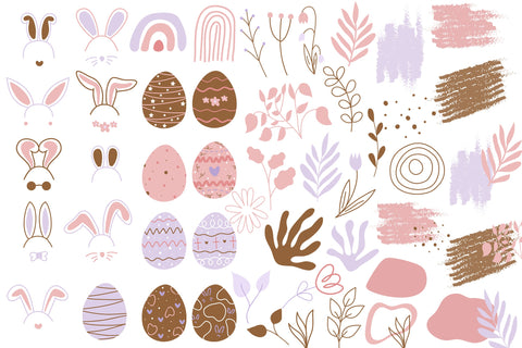 Boho Easter Elements Design | Cute Bunny Easter Clipart SVG dapiyupi store 