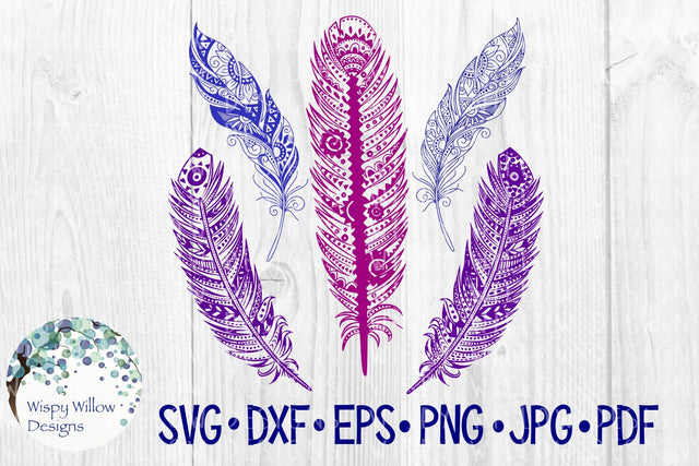 Boho Feather Set SVG Wispy Willow Designs 