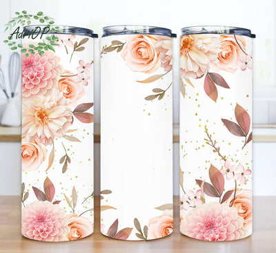 Boho Floral 20oz Skinny Tumbler Png, Floral Tumbler Wrap, Boho Tumbler Wrap, Boho Flower Tumbler, Boho Flowers Watercolor Sublimation Sublimation AdriOP 