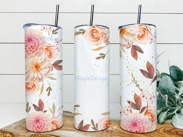 Boho Floral Design 20oz Tumbler Wrap PNG Download for Straight n Tapered PNG File Digital Download Sublimation iStyleDesign 