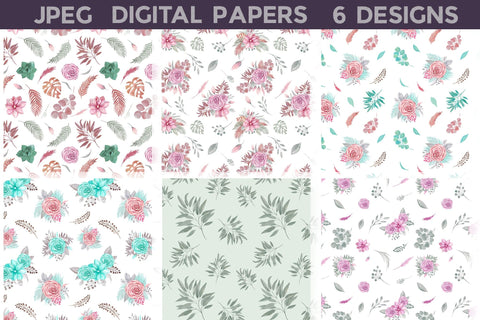 Boho Floral Digital Papers | Flower Digital Papers Bundle Digital Pattern WatercolorColorDream 