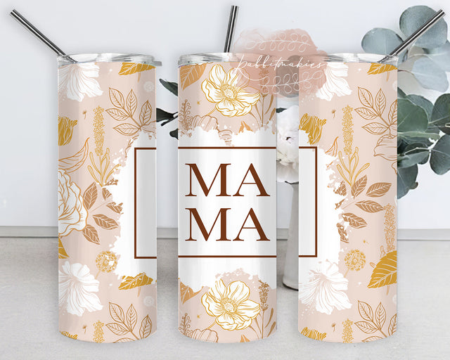 Boho Floral Full Tumbler Wrap, Boho Mama 20oz Skinny Tumbler, Mama Floral Tumbler Png, Mother's Day Gift, Mama Sublimation Design, Instant Download Sublimation Rabbitmakies 