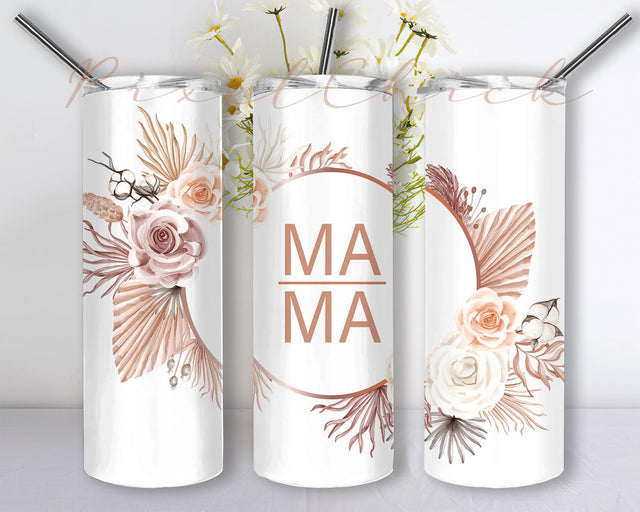 Boho Floral Mama Seamless 20oz Sublimation Tumbler, Mothers Day Straight tumbler, Mama Tumbler, Seamless Tumbler Mom Tumbler Wrap PNG Sublimation PixelChick 