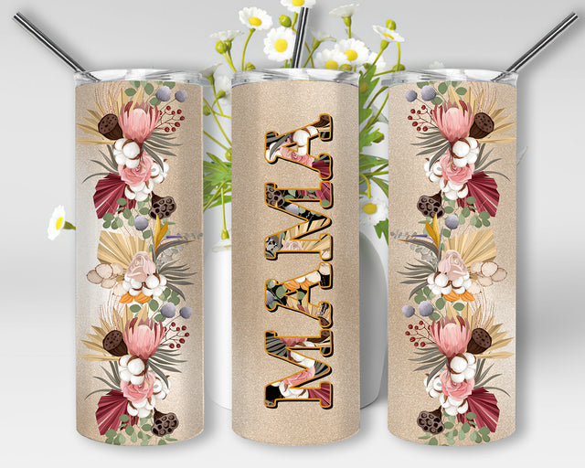 Boho Floral Mama Tumbler Designs, Mothers Day Straight Tumbler Png, Floral Borders Mama 20oz Skinny Tumbler Wraps Templates, Mama Sublimation Tumbler, Digital Download Sublimation WillowSageDesign 