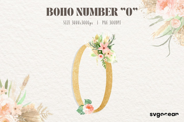 Boho Floral Number 0 Sublimation SvgOcean 