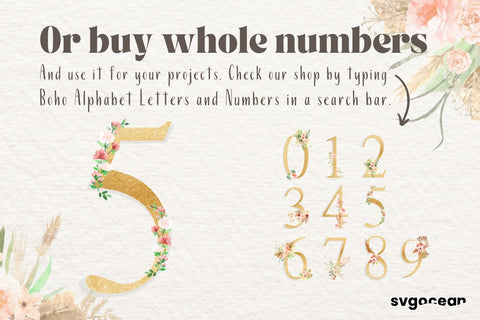 Boho Floral Number 5 Sublimation SvgOcean 