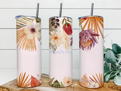 Boho Floral Sublimation Skinny Tumbler Design, Straight & Tapered Sublimation Wrap Design, Tumbler PNG Sublimation iStyleDesign 