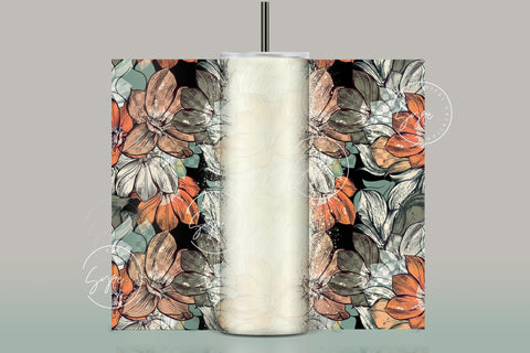 Boho Floral Tumbler, Add Your Own Name Tumbler, Skinny Tumbler 20 oz Design Wrap, Seamless Sublimation Design PNG, Skinny Travel Tumbler Sublimation Syre Digital Creations 