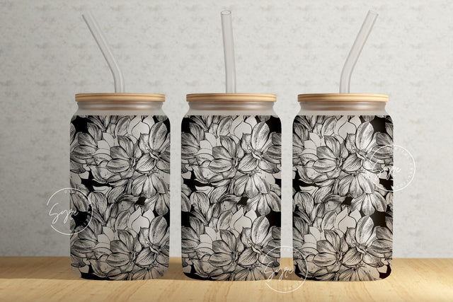 Boho Floral Wrap, 16oz Libbey Glass Can Tumbler Sublimation Design, Seamless Flower Sublimation Wrap, Flower Glass Can Design, Wild Flower Sublimation Syre Digital Creations 