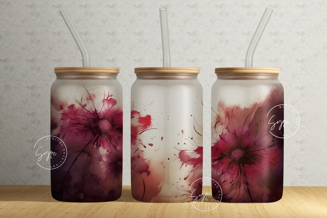 Boho Floral Wrap, 16oz Libbey Glass Can Tumbler Sublimation Design, Watercolor Flower Sublimation Wrap, Flower Glass Can Design, Wild Flower Sublimation Syre Digital Creations 