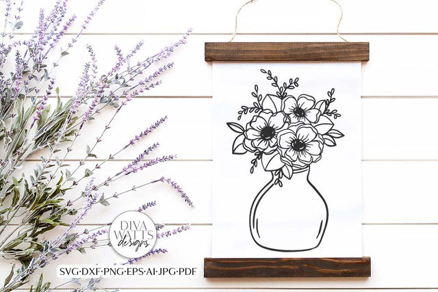 Boho Flower Arrangement SVG SVG Diva Watts Designs 