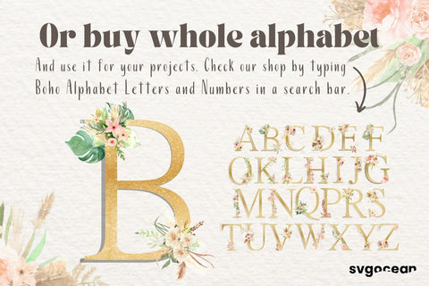 Boho Flower Letter B Sublimation SvgOcean 