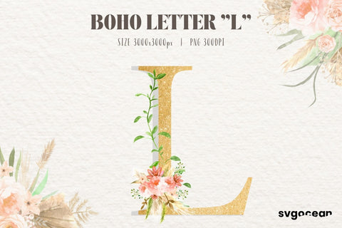 Boho Flower Letter L Sublimation SvgOcean 
