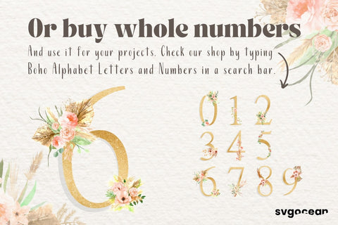 Boho Flower Number 6 Sublimation SvgOcean 