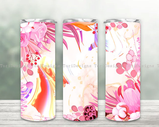 Boho Flowers 20oz Skinny Tumbler Sublimation Designs Sublimation ToriDesigns 