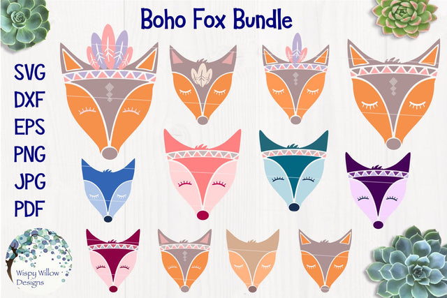 Boho Fox SVG Bundle SVG Wispy Willow Designs