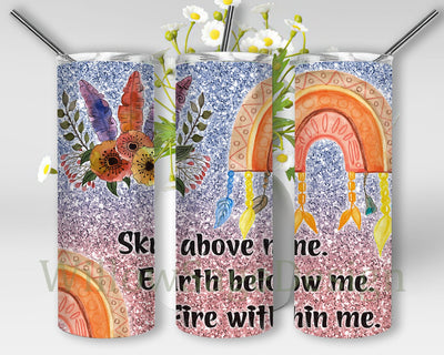 Boho Glitter Rainbow Floral 20oz Skinny Tumbler Png, Glitter Rainbow Tumbler, Boho Floral Tumbler, Rainbow Floral Tumbler, Digital Download Sublimation WillowSageDesign 
