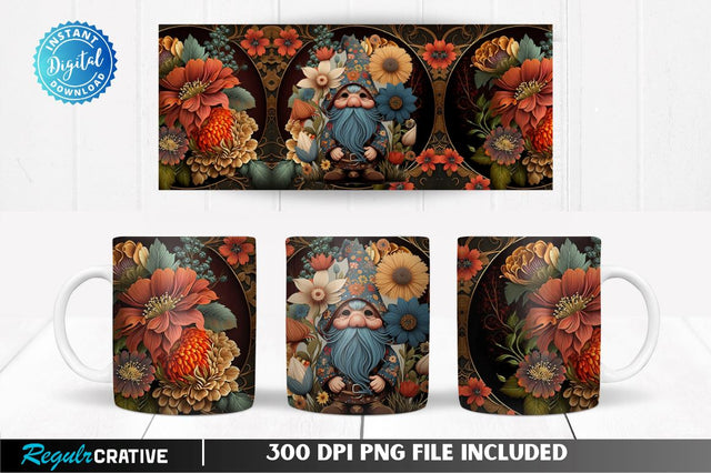 Boho Gnome Boho Flower 11, 12 & 15 Oz Mug Sublimation Sublimation Regulrcrative 